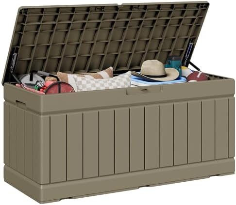 JUMMICO 78 Gallon Deck Box Waterproof Resin Outdoor Storage Box by JUMMICO