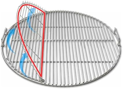 SnS Grills Slow ‘N Sear EasySpin Charcoal Grill Cooking Grate - Compatible with Weber and Other Grills, 2-Zone Stainless Steel Hinged Replacement - Tailgating & Backyard Cooking - 26” Inches - Image 4