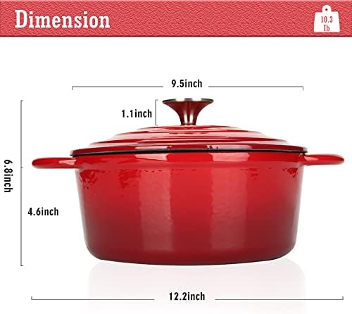 4.5 Quart Enameled Cast Iron Dutch Oven with Self-Basting Lid, Red - Image 3