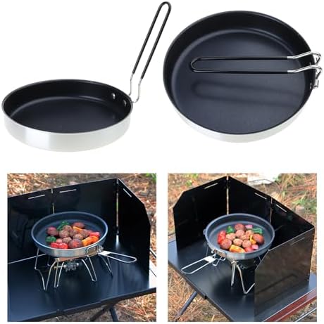 Nonstick Camping Frying Pans Diameter 24cm / 9.45inch Quick Heating Skillets Portable for Outdoor Cooking Meals Portable Outdoor Frying Pans Light Weight Camping Cookware - Image 2