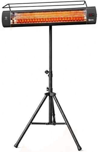 Outsunny Electric Patio Heater 1500 W Free Standing IP65 Waterproof Black by Outsunny