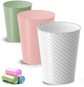 Lysam Bathroom Trash Can 3 Pack, 1.8 Gallon Small Trash Can with Trash Bags by Lysam