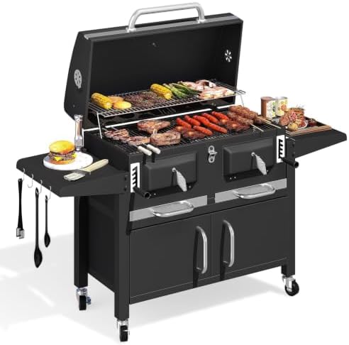 36 In Large Charcoal Grill with Storage Cabinet by UPHYB