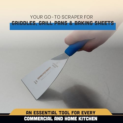 Dexter Russell 19603H Griddle Scraper, 12-1/2" Overall Length with 3" Stiff Stainless Steel Blade, Textured Polypropylene Blue Handle, Heat Resistant up to 500°, Flat Top Tool, Made in USA - Image 7