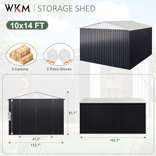 WKM 10x14 FT Outdoor Storage Shed for Backyard, Patio Lawn, White - Image 3