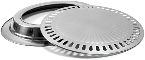 BBQ Plate,korean Style Stovetop,Smokeless Indoor Stainless Steel Non-stick Roasting Round Barbecue Grill Pan For Indoor Outdoor Camping BBQ, Cooking Delicious Roasting Food - Image 7