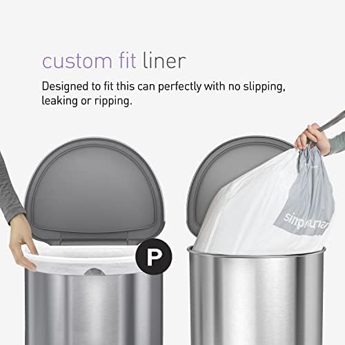 simplehuman Code P 60 Count Custom Fit Liners, Drawstring Kitchen Trash Bags, One-by-One Mess-Free Dispense, Extra Thick & Double Seamed, 50% PCR Plastic, 50-60 Liter / 13-16 Gallon, White - Image 4