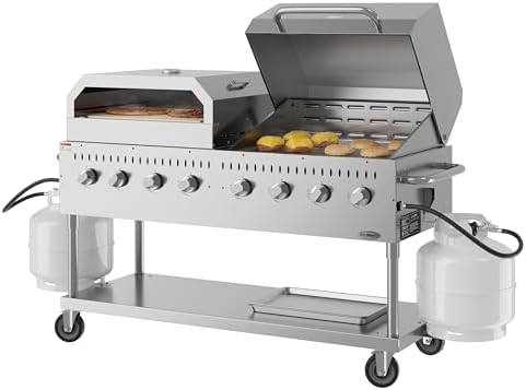 60 in. 8-Burner Commercial Outdoor Propane Gas Grill With 30 in. Roll Dome Cover and 30 in. Pizza Oven in Stainless-Steel, ETL Listed (CGKIT6-D30P30) - Image 2