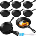 Skylety 10 Sets 6. 3 Inches Mini Cast Iron Skillets Small Black Sizzling Plate Cast Iron Skillets Frying Pan Set with Oil Brush for Indoor Outdoor Restaurant Kitchen by Skylety