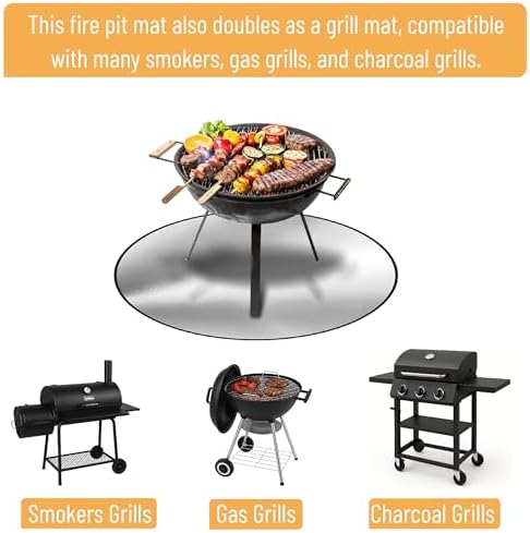 UNCO- Round Fire Pit Mat, 38", Silver Fireproof Design, Reusable, Portable, 3 Layers, Waterproof & Easy to Clean, Grill Matt for Outdoor Grill Deck Protector - Image 5