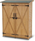 MCombo Outdoor Storage Cabinet with Shelves, Wood Garden Shed with Floor, Outside Tool Shed with 2 Lockable Doors for Yard Patio Lawn, 1400 (Natural) by MCombo