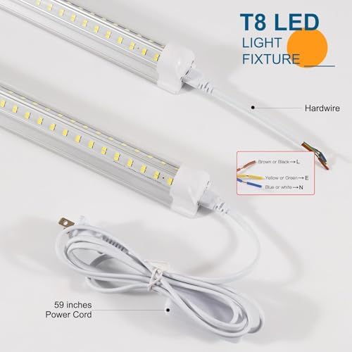 Led Shop Lights,Led Shop Lights 4FT 50W 6500K 7000LM Clear White,Shop Light 4FT 110V Linkable Integrated V-Shape for Shop Garage,Warehouse,Workbench and Workshop Commercial Bay Lighting(2-Pack) - Image 2