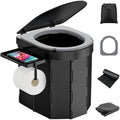 PAHTTO Portable Camping Toilet, Foldable Toilet for Adults with Detachable Phone Shelf and Toilet Paper Holder, Waterproof Porta Potty with Lid for Camping, Hiking, RV Travel, Road Trips by PAHTTO