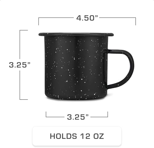 COLETTI Classic Enamel Set Coffee Percolator & Mugs — The Most Nostalgic Camping Coffee Pot, Now Modernized [Black Enamel, 12 Cup Percolator Coffee Pot & Set of 4 Mugs] - Image 3