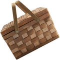 Wood Chip Woven Picnic Basket with Handle, Coffee Color Empty Basket for Fruit and Vegetable Storage, Outdoor Sundries Organizer for Home and Garden Use by KONTONTY