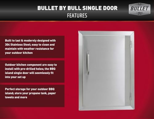 Bullet by Bull Stainless Steel Outdoor Kitchen Set - Built-In Liquid Propane Grill, Perfect for Entertaining -BBQ Kitchen Isl& Bundle - Includes 5 Burner Grill, Single Access Door & Side Burner - Image 3