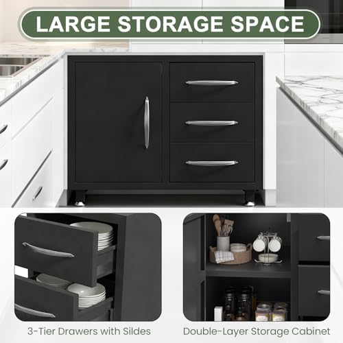 EROMMY 5-Piece Modular Outdoor Kitchen, Sink, Storage & Grill Stand, Black - Image 6