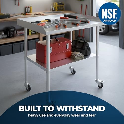 Stainless Steel Rolling Equipment Stand with Wheels (24 x 12) - Image 6