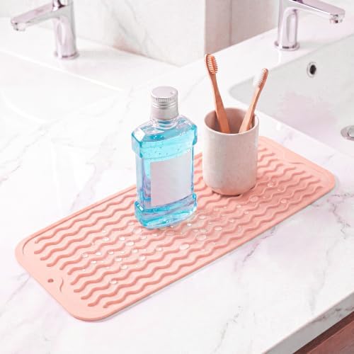 MicoYang Silicone Dish Drying Mat for Multiple Usage,Easy clean,Eco-friendly,Heat-resistant Silicone Mat for Kitchen Counter,Sink,Bar,Bottle,or Cup Pink M 17 inches x 6 inches - Image 6