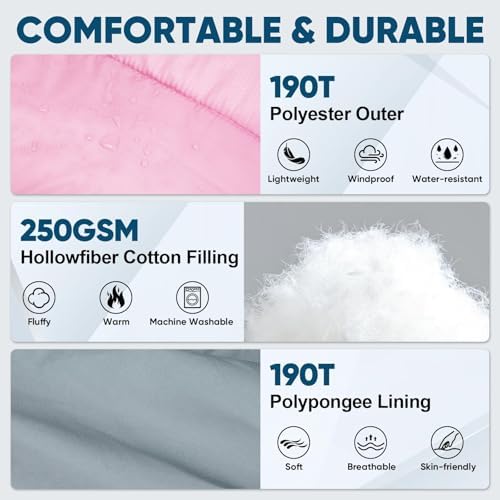 PTEROMY Sleeping Bags for Adults, Lightweight and Machine Washable, Water Resistant Backpacking Camping Sleeping Bag for Warm Cold Weather, Camping Essentials for Hiking Travel - Image 5