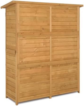Outvita Outdoor Storage Cabinet with Waterproof Roof for Yard, Natural - Image 3