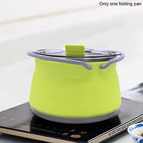 Folding Saucepan, Camp Cookware Hiking Silicone Folding Saucepan Water Kettle With Lid Cookware Travel Camping Pot(Red) - Image 7