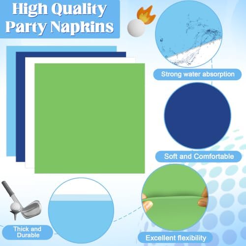 96PCS Golf Party Decorations Blue and Green Plates and Napkins Disposable Hole in One Golf Theme Tableware Dinnerware Set for Birthday Baby Shower Graduation Retirement Party Supplies Serves 24 Guests - Image 4