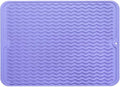 MicoYang Silicone Dish Drying Mat — Quick-Dry Ridges Counter & Sink Pad, Heat-Resistant Trivet to 450°F, Non-Slip & Dishwasher Safe, Roll-Up Storage, 18 Colors & 9 Sizes (Light Purple, 16"×12") by MicoYang