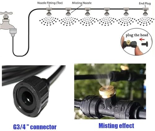 Outdoor Mister System For Outside Patio, Garden Irrigation System Kit With Brass Fog Nozzles, Misting Cooling System, Patio Mister For Backyard, Garden, Greenhouse, Umbrella, Deck, Canopy, Pool, Porch - Image 4