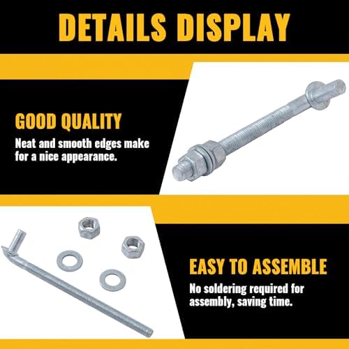 VIVIDA 10 Inch J Bolt Gate Hinge, 5/8" Gate Bolt Post Hinge, 2-Pack - Image 5