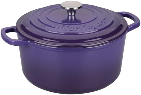 VORRINGARD Enameled Cast Iron Dutch Oven Pot with Lid, for Sourdough Bread Baking, Round Dutch Ovens, 6 Quart, Purple - Image 6