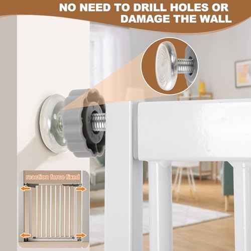51" Extra Tall Cat Gate for Doorway, 30-41" Wide Auto Close Pet Gate with Extension Kits, No Drilling Pressure Mounted Dog Gate for Stairs, Doorways, Kitchen, Hallway - Image 5