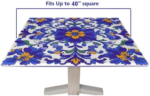 Square Card Table Tablecloth, Mexican Talavera Pattern Printed on Oilproof Outdoor Table Cover, Ideal for Buffet Catering Community, Fit for 40" x 40" Square Tables - Image 5
