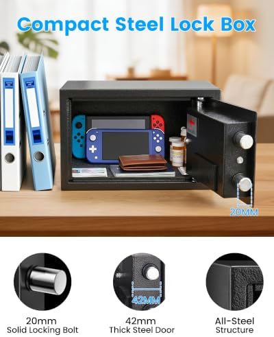 [UPGRADED] Small Safes for Home Dorm, 0.30 Cuft Mini Safe Box - Image 3