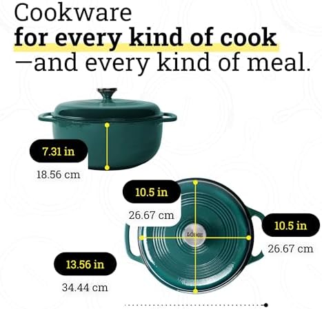 Lodge Essential Enamel Cast Iron Dutch Oven, 6 Quart, Lagoon - Image 5