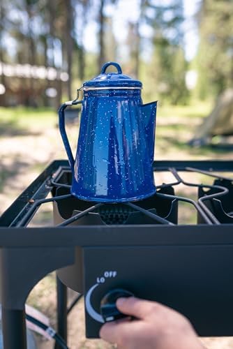 Stansport Enamel Percolator Coffee Pot & 4 Mug Set (11230),Blue - Image 6
