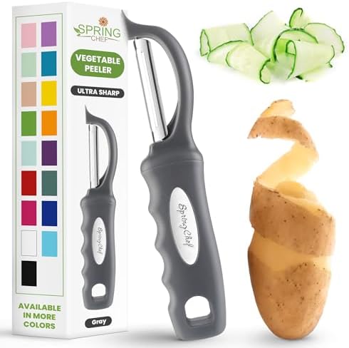 Spring Chef Swivel Potato Peeler for Kitchen with Ergonomic Handle, Gray by SpringChef