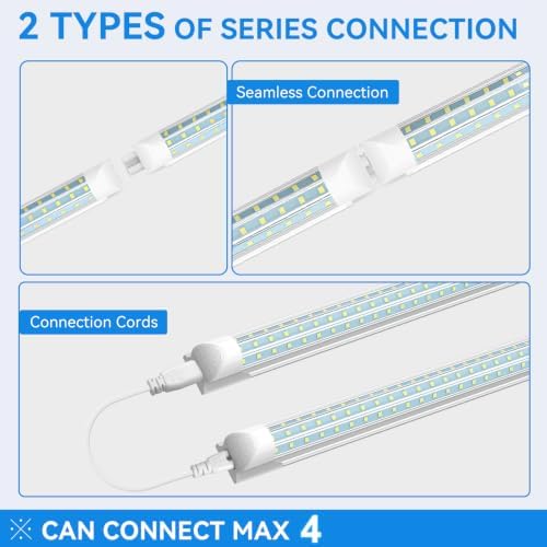 SHOPLED (12-Pack) 8FT LED Shop Light, 90W 11700LM 6000K, Linkable D-Shape - Image 4