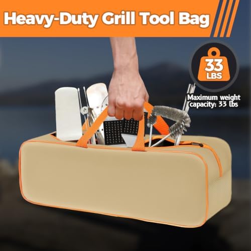 Grill Utensil Storage Bag for Outdoor Grilling, 24 x 8 x 8 in, Khaki - Image 5