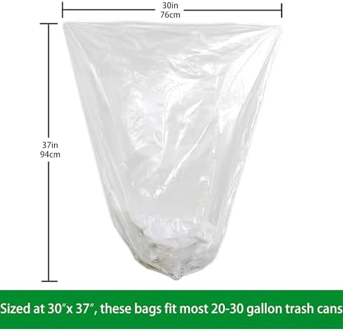 TYPLASTICS 20-30 Gallon Clear Trash Bags 30" x 37" Can Liners Case of 500 - Image 3