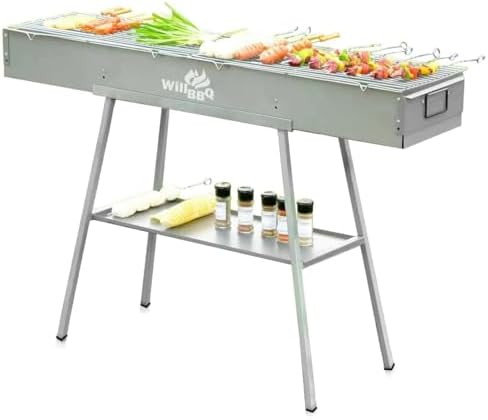 WILLBBQ Charcoal Grill, Portable BBQ Grill with Removable Stand & Shelf by WILLBBQ