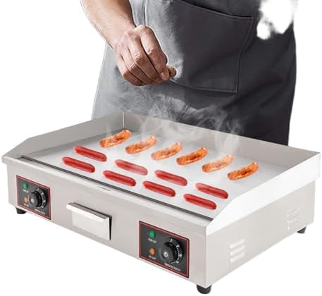 30-Inch Electric Grill Commercial Electric Grill Nonstick Electric Grill Plate Teppanyaki Flat Top Grill Stainless Steel Adjustable Temperature Control 122°F-572°F 3000 W by Unknown