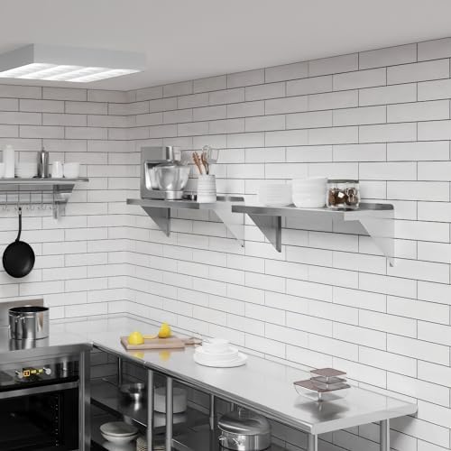 AmGood 12" x 30" Stainless Steel Wall Shelf | Appliance & Equipment Metal Shelving | Kitchen, Restaurant, Garage, Laundry, Utility Room | Heavy Duty | Turned-Down Edge | NSF Certified - Image 7