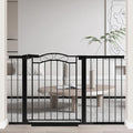 Fairy Baby 51.6"-54.3" Extra Wide Baby Gate with Door, 52 53 54 Inches Walk THR Baby Gates for Stairs Pressure Mounted no Drill, Indoor Tension Metal Child Pet Dog Safety Gate for Kids, Black by FairyBaby