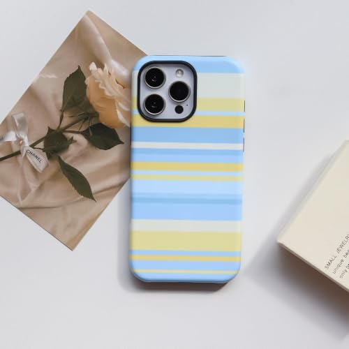 for iPhone 16 Pro Max Case, Magnetic Matte Frosted Dual-Layer Striped Phone Case for Women, Retro Aesthetic Cover Compatible with Mag Safe Accessories - Sea Salt Lemon - Image 2