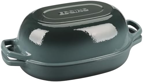 EDGING CASTING Enameled Cast Iron Oval Dutch Oven Pot with Lid, Dutch Oven for Sourdough Bread Baking, Bread Oven, Bread Dutch Oven, Oval Bread Pan, 7qt, Slateblue - Image 6