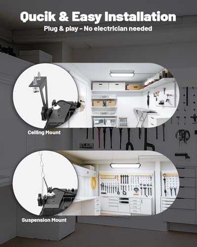 2 Pack Linkable LED Shop Lights, 100W 15000LM Garage Light 6000K - Image 4