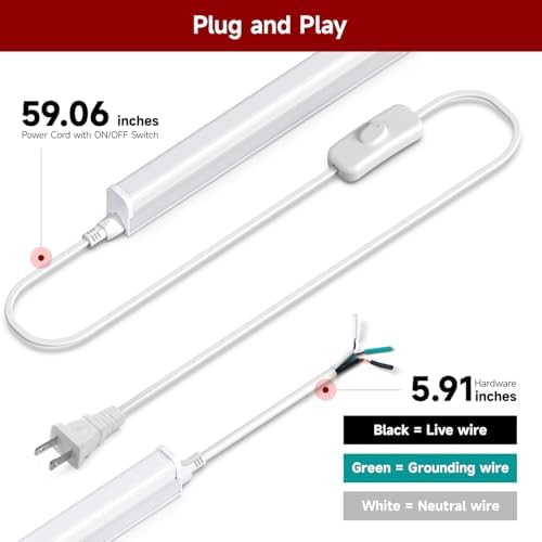 LED Shop Light for Garage, T5, 3FT, 15W, 1800LM, 5000K, 8 Pack - Image 3
