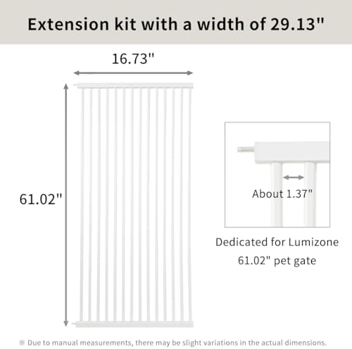Lumizone Extra Tall Cat Gate Extension Kit 61.02" High 29.52" Wide White - Image 3