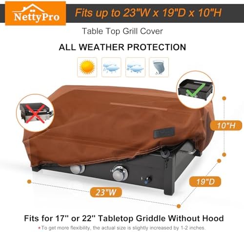 NettyPro Griddle Cover for 22 Inch 17 Inch Tabletop Griddle, Waterproof Heavy Duty Portable Table Top 2-Burner Propane Grill Cover for Cuisinart, Monument, Pit Boss, Royal Gourmet, Brown - Image 6